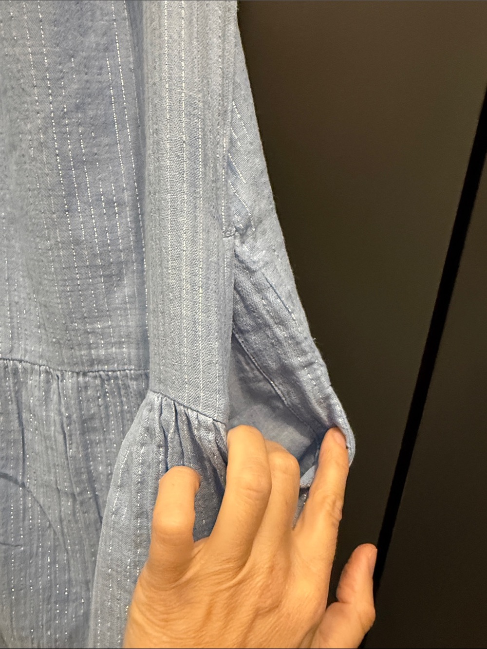 GAP Light Blue Ruffle-Shoulder Casual Dress - Picture 5 of 7